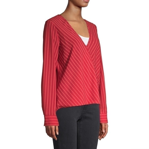 New BCBGMaxAzria Striped High-Low Faux Wrap Top - Picture 13 of 13